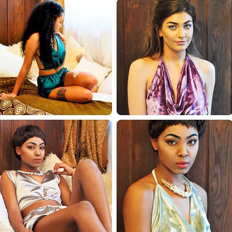 Fashion campaign collage featuring satin outfits