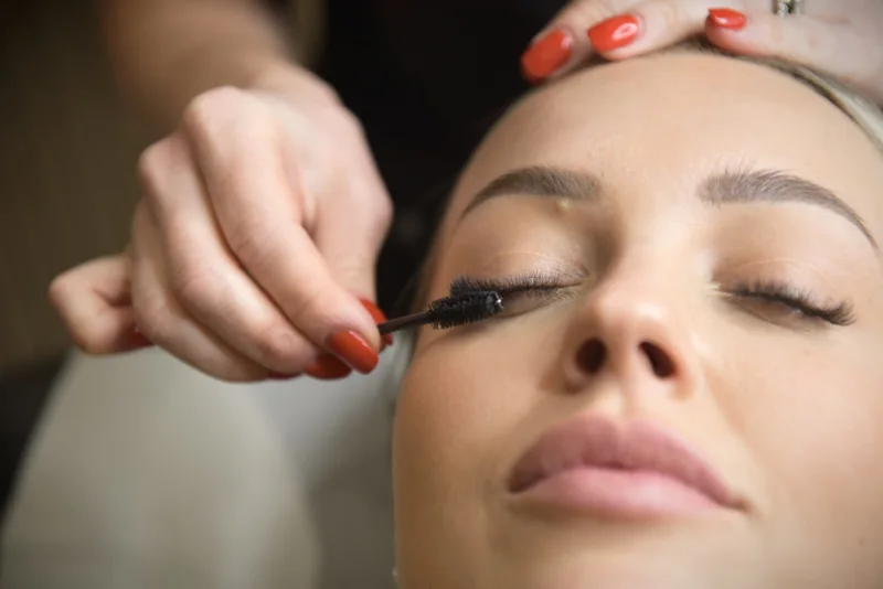 Close-up of an eyelash treatment
