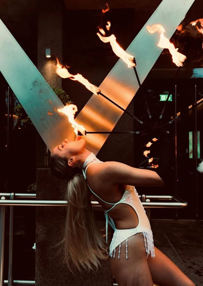 Fire performer entertaining guests at an event