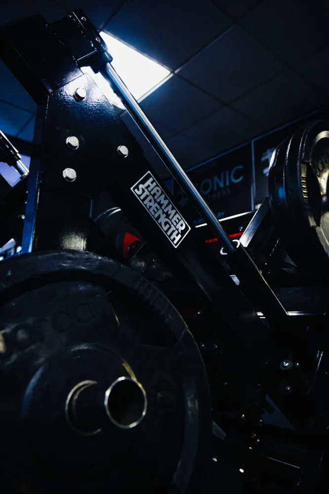 Weight plates on a strength training machine
